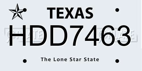 HDD7463 Texas License Plate