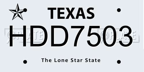 HDD7503 Texas License Plate
