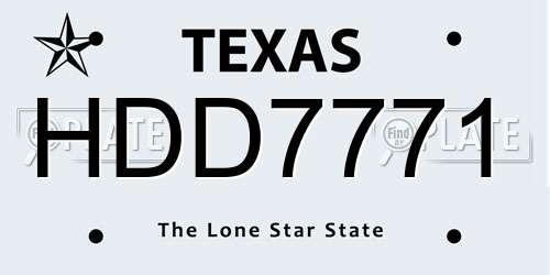HDD7771 Texas License Plate