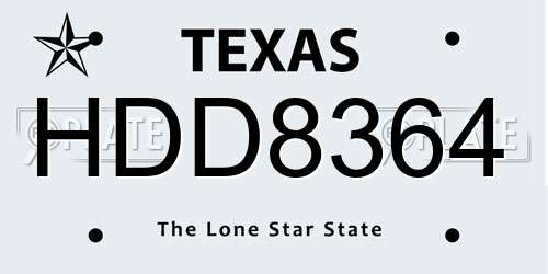 HDD8364 Texas License Plate