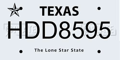 HDD8595 Texas License Plate