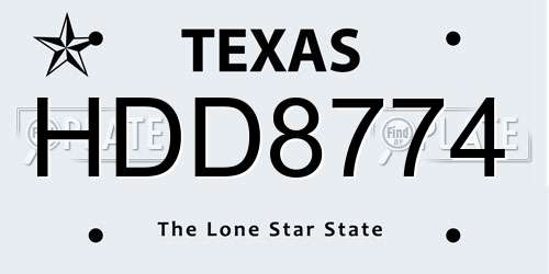 HDD8774 Texas License Plate