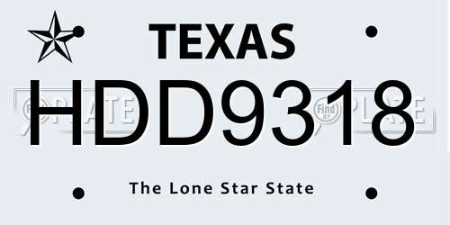 HDD9318 Texas License Plate