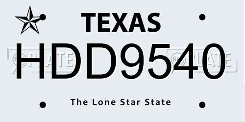 HDD9540 Texas License Plate