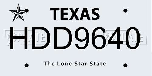 HDD9640 Texas License Plate