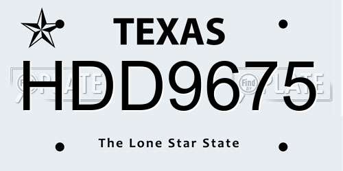 HDD9675 Texas License Plate