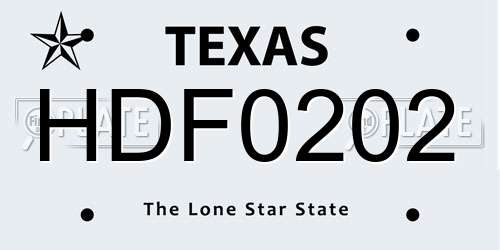 HDF0202 Texas License Plate