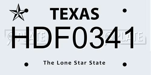 HDF0341 Texas License Plate