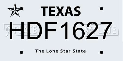 HDF1627 Texas License Plate