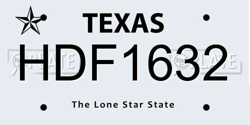 HDF1632 Texas License Plate