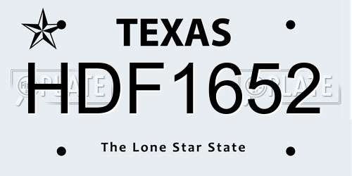 HDF1652 Texas License Plate
