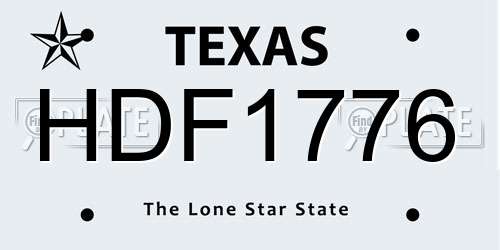HDF1776 Texas License Plate