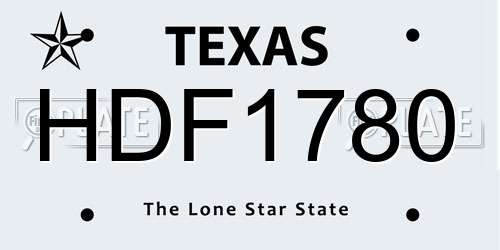 HDF1780 Texas License Plate