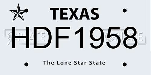 HDF1958 Texas License Plate