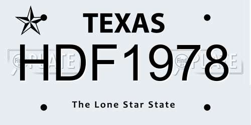 HDF1978 Texas License Plate