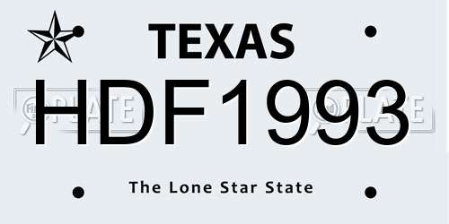 HDF1993 Texas License Plate