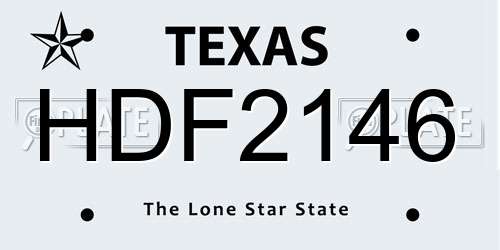 HDF2146 Texas License Plate
