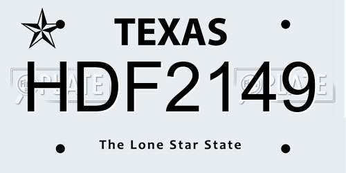 HDF2149 Texas License Plate