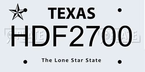 HDF2700 Texas License Plate