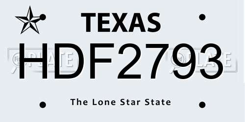 HDF2793 Texas License Plate
