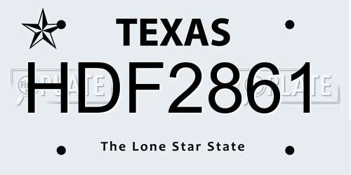 HDF2861 Texas License Plate