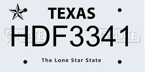 HDF3341 Texas License Plate