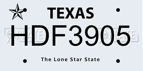 HDF3905 Texas License Plate