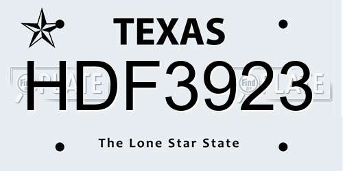HDF3923 Texas License Plate