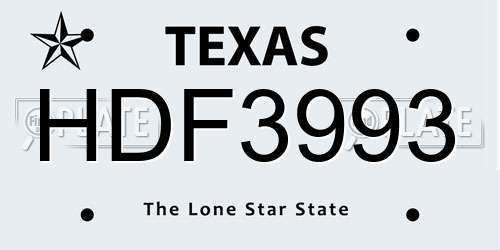 HDF3993 Texas License Plate
