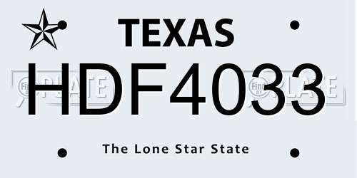 HDF4033 Texas License Plate