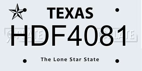 HDF4081 Texas License Plate