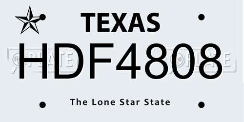 HDF4808 Texas License Plate