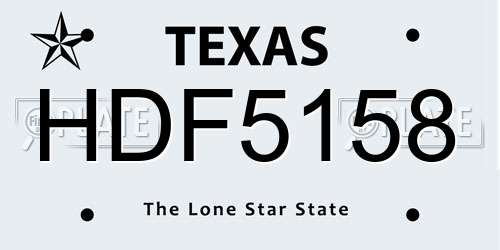 HDF5158 Texas License Plate