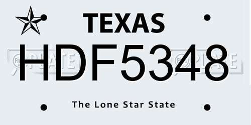 HDF5348 Texas License Plate