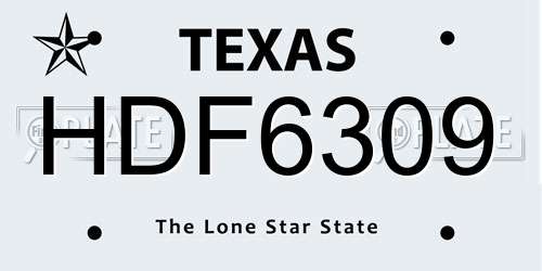 HDF6309 Texas License Plate