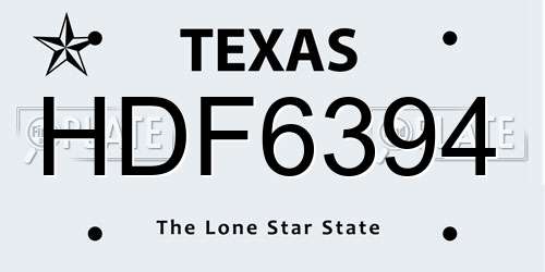 HDF6394 Texas License Plate