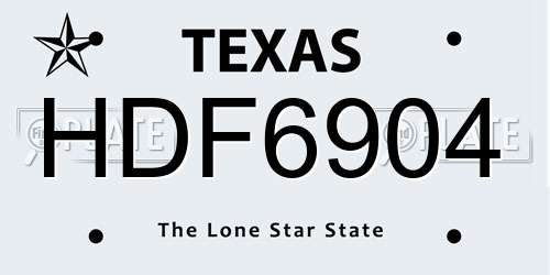 HDF6904 Texas License Plate