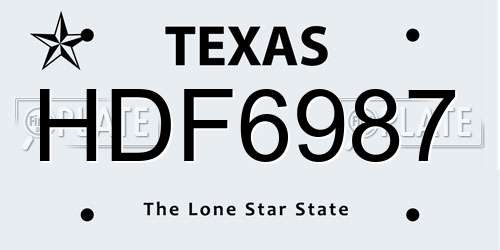 HDF6987 Texas License Plate