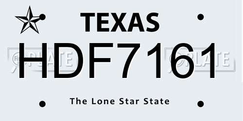 HDF7161 Texas License Plate