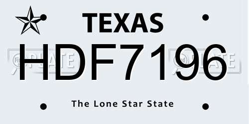 HDF7196 Texas License Plate