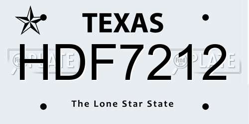 HDF7212 Texas License Plate