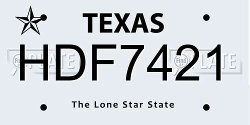 HDF7421 Texas License Plate