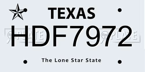 HDF7972 Texas License Plate