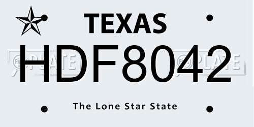 HDF8042 Texas License Plate