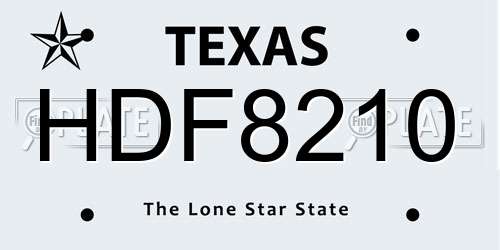 HDF8210 Texas License Plate