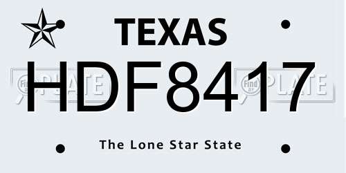 HDF8417 Texas License Plate