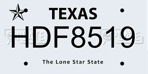 HDF8519 Texas License Plate
