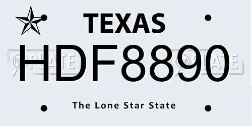 HDF8890 Texas License Plate
