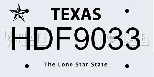 HDF9033 Texas License Plate