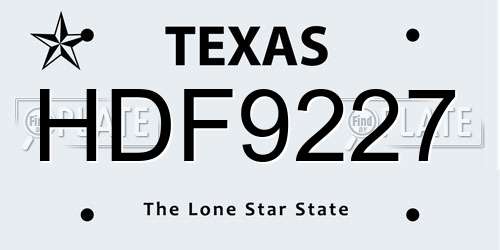 HDF9227 Texas License Plate